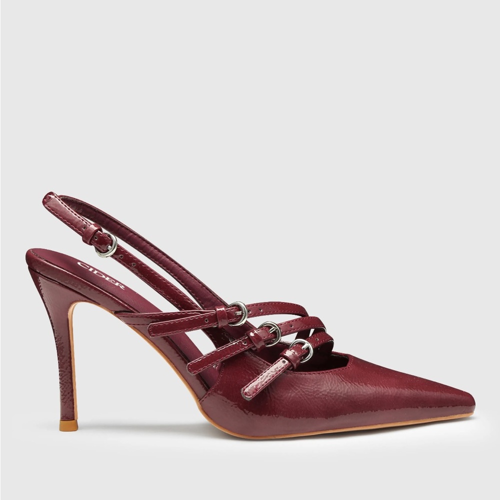 Cider Burgundy pointed strappy heel